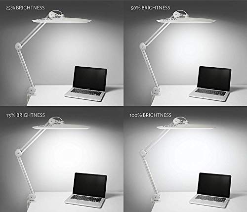 Neatfi XL 2,200 Lumens LED Task Lamp with Clamp, 24W Super Bright Desk Lamp, 117 Pcs SMD LED, 20 Inches Wide Lamp, 4 Level Brightness, Dimmable, Eye-Caring LED Lamp, Table Clamp LED Light (White)