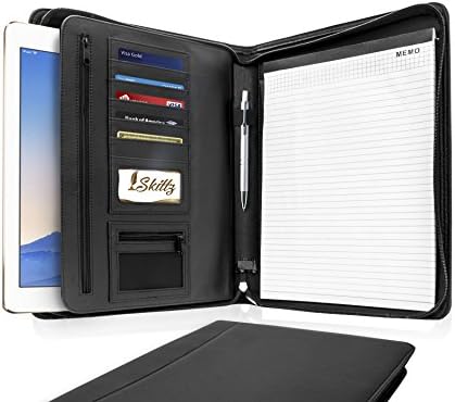 Skittz Leather Padfolio Business Portfolio Folder With 10.5 Tablet Holder
