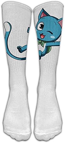 Unisex Fairy Tail Cute Happy Cat Be Happy Tube Socks Knee High Sports