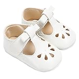 Baby Girls Christening Baptism Mary Jane Soft Sole Classic Hollow Princess Dress Flat Shoes White Size M