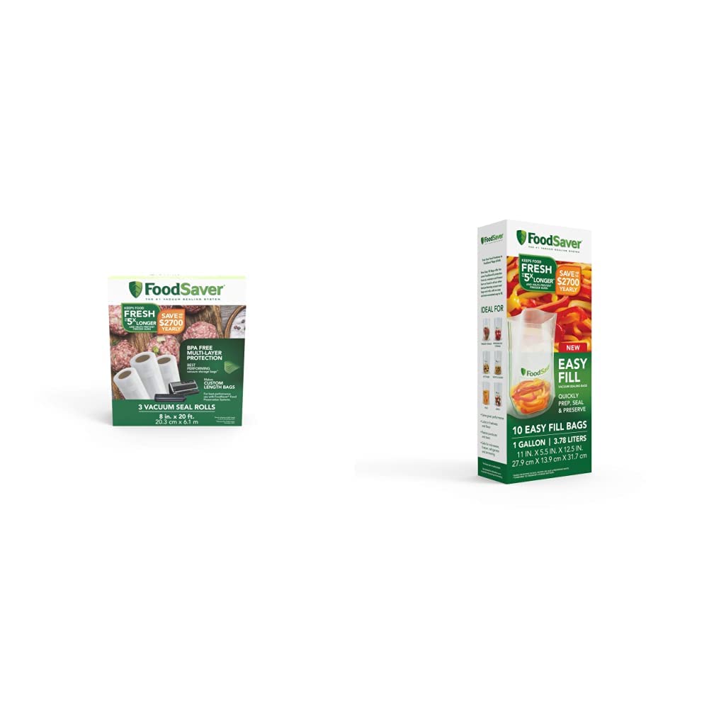 FoodSaver Vacuum Sealer Bags and Easy Fill Gallon Bags for Custom Fit Airtight Food Storage (Pack of 3, 10 Count) Image