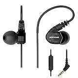 ROVKING Over Ear in Ear Noise Isolating Sweatproof Sport Headphones Earbuds Earphones with Mic Earhook Wired Stereo Workout Earpods for Running Jogging Gym Compatible with iPhone iPod Samsung Black