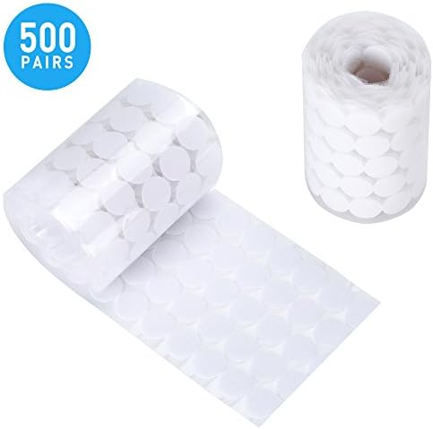 3/4" Diameter 1000 Pcs(500Pair) Sticky Back Coins Fastener,Perfect for Office, School,Home. (20mm, White)