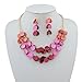Bocar 2 Layer Statement Choker Shell Necklace and Earring Set for Women Gift (NK-10248-rose)