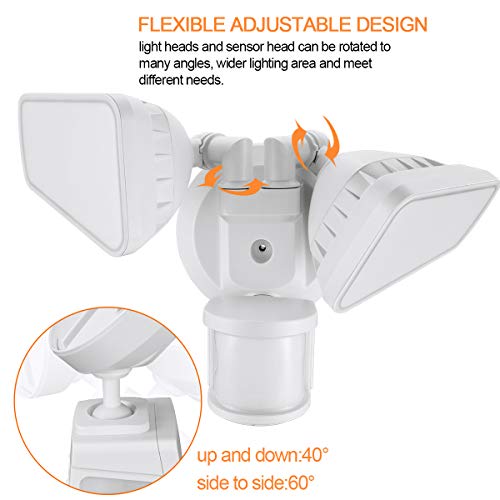 STASUN 32W 2800LM LED Security Motion Sensor Light with Wide Lighting Angle, 5000K Daylight, 240°Sensing Angle, Waterproof Dusk to Dawn Flood Light for Garage, Garden, Deck, Porch (White)