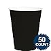 Amscan Premium Jet Black Plastic Cups (12 oz) 50 Count - Stackable, Heavy-Duty & Eco-Friendly Party Drinkware, Vibrant Color & Ultimate Durability