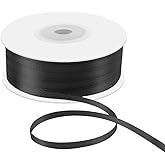 Quhora 1/8" x 100 Yards Double Faced Satin Ribbon - Thin Silk Black Ribbon with Spool - Ideal for Gift Wrapping, Floral Bouquets, Crafts, Wedding Party Decorations, Christmas and Sewing Projects