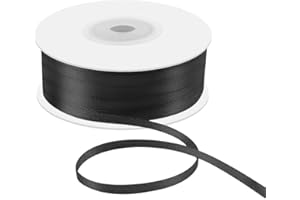 Quhora 1/8" x 100 Yards Double Faced Satin Ribbon - Thin Silk Black Ribbon with Spool - Ideal for Gift Wrapping, Floral Bouquets, Crafts, Wedding Party Decorations, Christmas and Sewing Projects