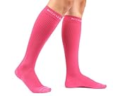 Authentic Graduated Compression Socks for Sports, Running, and Recovery (M-L, Pink)