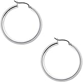 Medium .925 Sterling Silver Round Circle Hoop Earrings 30mm 1.25"