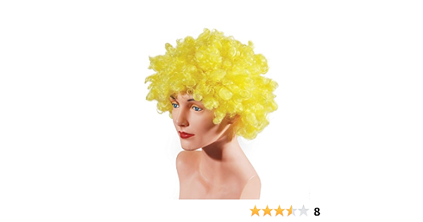 Amazon Com Loftus International Star Power Curly Fluffy Afro Clown Adult Costume Wig Yellow One Size Novelty Item Clothing Shoes Jewelry