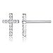 PAVOI 14K Gold Plated Girls Sterling Silver Earrings | Pave CZ Gold Cross Earrings for Women