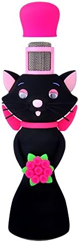 Wireless Bluetooth Microphone with silicone cover for ipad, iphone,android Smartphone,Portable Handheld Karaoke MIC Player with a built-in speaker for Music Playing and Singing (BLACK CAT)