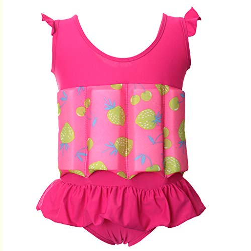 WUAI Baby Float Swimsuits Cute Toddlers Float Suit with Adjustable Buoyancy One Piece Swimwear for Boys and Girls(Red,2-3 Years)
