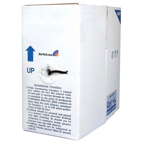 StarTech.com 1000 ft Bulk Cat6 Ethernet Cable - Stranded - CM-Rated for In-Wall Use - Cat 6 UTP Patch Cable - Black