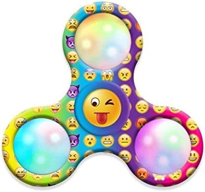 Fidget Spinner Emoji LED Light Triangle Single Finger Anti-Anxiety 360 Spinner Helps Focusing Fidget Toys High Performance Fast Shipping For Killing Time, Helping Relieve Stress (emoji)