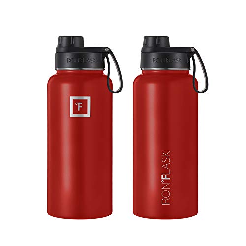 IRON °FLASK Sports Water Bottle 32 Oz, 3 Lids (Spout Lid), Leak Proof
