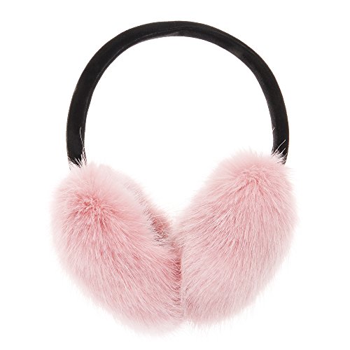 ZLYC Womens Girls Winter Fashion Adjustable Faux Fur EarMuffs Ear Warmers, Pink