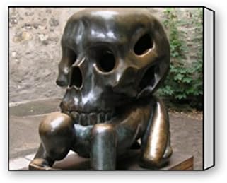 skull head man sculpture statue Custom Canvas Print 20X16"