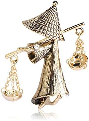 CYTCYAZHOU Brooch Vintage Businessman Shape Brooches Ancient Straw Hat Farmer Women Men Collar Clip Clothes Decoration Harajuku Pin