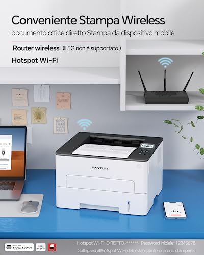 PANTUM P3010DW/P3018DW Wifi Laser Printer Black and White Front Back Automatic A4 for Office Small School and Home 30 PPM