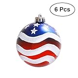 LUOEM Patriotic Ball Ornaments July of 4th Ball Hanging Independence Day Party Decor Holiday Wedding Tree Decorations 6pcs