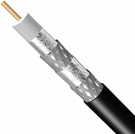 300ft BLACK Solid Copper Core QUAD-SHIELD RG-6 Coaxial Cable 18AWG 3Ghz 75 Ohm OUTDOOR CERTIFIED CL2 FOR IN-WALL INSTALLTION ANTENNA DirecTV Satellite Approve UL ETL - APO AE AFO GU AK HI MP VI PR