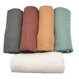 HGHG 5 pcs Bamboo Soft Muslin Swaddle Blankets Premium Receiving Blanket for Boys & Girls 47" x 47" Solid Color from (New Surprise)