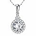 Sterling Silver Round Cut Cubic Zirconia Halo Pendant Necklace for Women, 18 inches
