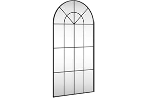 'vidaXL Black Arch Iron Wall Mirror - 50x100 cm Wall-Mounted Mirror for Home Decor - Space Saving and Minimalistic Design