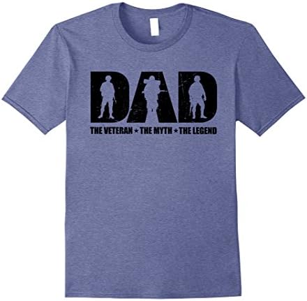 Mens Veteran DAD The Man The Myth The Legend TShirt XL Heather Blue