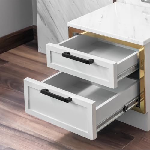 Tufa 10pcs Black Kitchen Handles 96mm - Stainless Steel Kitchen Cabinet Handles with 10 Long Screws, 20 Short Screws for Drawers, Cabinets and Cabinets