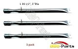 bbq-parts SBB411 (3-Pack) Universal BBQ Barbecue Replacement Straight Stainless Steel Pipe Tube Burner for BBQ Grillwareand, Broilmate, Charmglow, Grill Pro, Igloo, Master Forge, North American Outdoors, Perfect Flame Lowes, Presidents Choice, Sterling, Lowes Model Grills (16 1/2