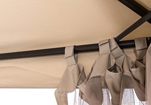 SORARA Gazebo Pavilion Fully Enclosed Heavy Duty Garden Canopy with Mesh Insect Screen, 10 x 13-Feet, Sand - Thumbnail 5