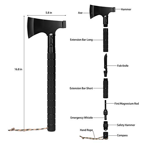 COCD Folding Camping Axe Survival Tomahawk Portable Multi-Tool  Kit Tactical Hatchet with Sheath for Outdoor Hiking Hunting Field