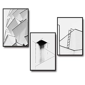 3 Piece Framed Canvas Wall Art for Living Room, Bedroom Geometrical Abstract Buildings IX Canvas Prints for Home Decoration Ready to Hang - 16"x24"x3 Panels
