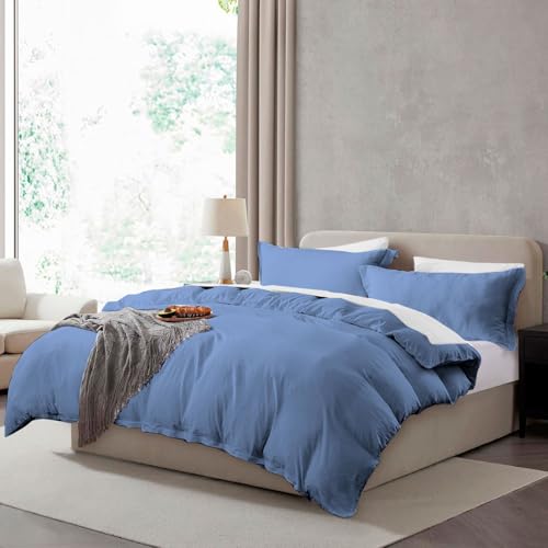 Hearth & Harbor Prewashed King Duvet Cover Set, Calm Blue