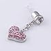 Generic Universal 3.5mm Crystal Heart Dangle Anti Dust Earphone Jack Plug Stopper Pink