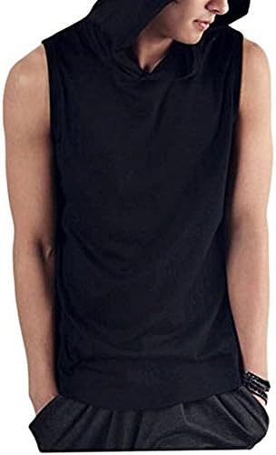 Lannorn Mens Summer Fashion Sleeveless Hoodie Casual Sport T-Shirt Vest Pullover Tank Top Cotton Hoodies Tee Crop Top.
