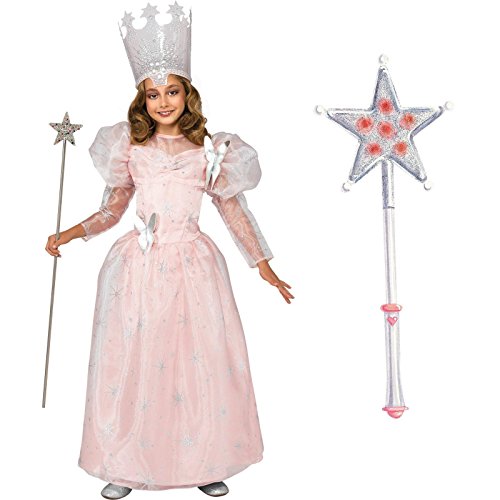Wizard of Oz Glinda the Good Witch Costume Bundle Set - Child Large Costume and Wand