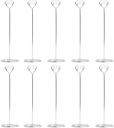 Jofefe 10pcs Place Card Photo Holder Clips, Name Number Memo Picture Holder Stands, Bonus 10pcs Purple Ribbons, for Wedding Party Decoration