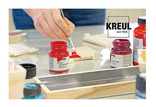 KREUL 79600 - Acryl Glanzfarben im Set, 6 x 20 ml Farbe und ein Pinsel, glänzend-glatte Acrylfarbe zum Anmalen und Basteln, auf Wasserbasis, speichelecht, schnelltrocknend und deckend – Bild 3
