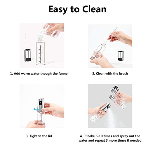 GeeRic Oil Sprayer for Cooking 3.4 Ounce Capacity Food-grade Glass Bottle 2 Pcs Vinegar Mist Spray Dispenser for Cooking BBQ Salad with Oil Funnel Basting Brush & Cleaning Brush - Thumbnail 6