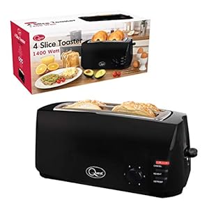 Quest 35069 Extra Wide 4 Slice Long Slot Toaster / Variable Browning Control / Reheat and Defrost / Anti-Jam Function…