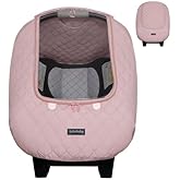 liuliuby Baby Car Seat Weather Shield | Warm Quilted Winter Cover with Clear Window for Infant Carseat | Keeps Babies & Newborn Protected in Cold | Car Seat Cover for Boys & Girls (Pink)