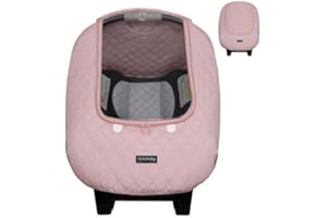 liuliuby Baby Car Seat Weather Shield | Warm Quilted Winter Cover with Clear Window for Infant Carseat | Keeps Babies & Newborn Protected in Cold | Car Seat Cover for Boys & Girls (Pink)