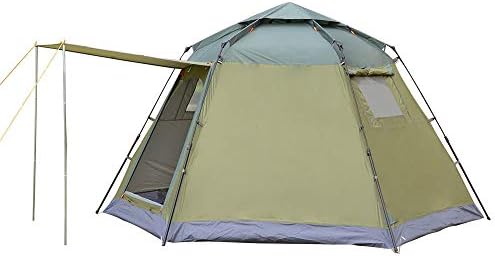 5-8 Person Fully Automatic Hexagon Camping Tent Instant Tents Sun Shelter Waterproof for Outdoor Sports Hiking Travel Rainfly-ArmyGreen