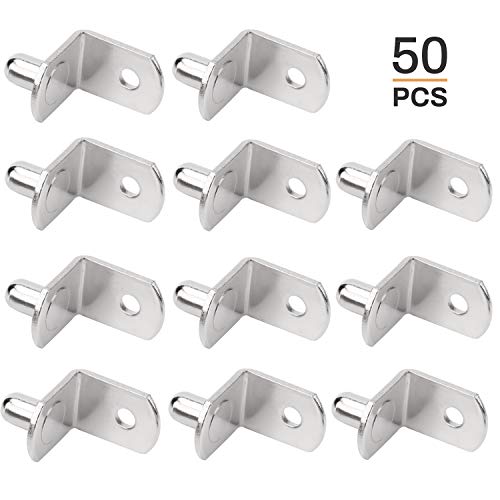 Bracket Style Cabinet Shelf Support Pegs -Clips for Kitchen & Bookcase - Polished Nickel Steel Shelf Support Pegs