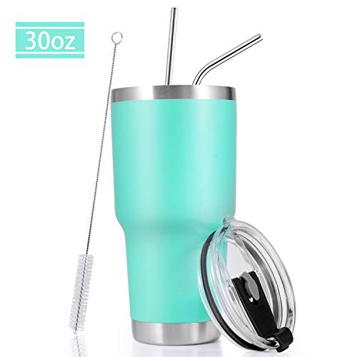 Toopify 30 oz Tumbler with Straw Lid and Brush, Stainless Steel Double Wall Vacuum Insulated Tumbler Cups