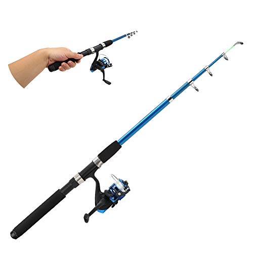 Cocoarm Angelrute Teleskop Angeln Tragbares Fiberglas Angelruten Set mit Angelschnur Angelköder Set Zubehör(2.1m) – Bild 7